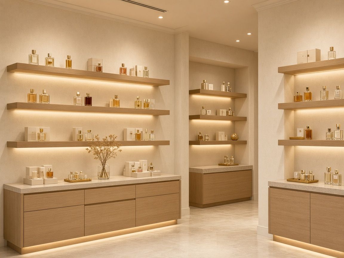 Boutique shelf of curated fashion products