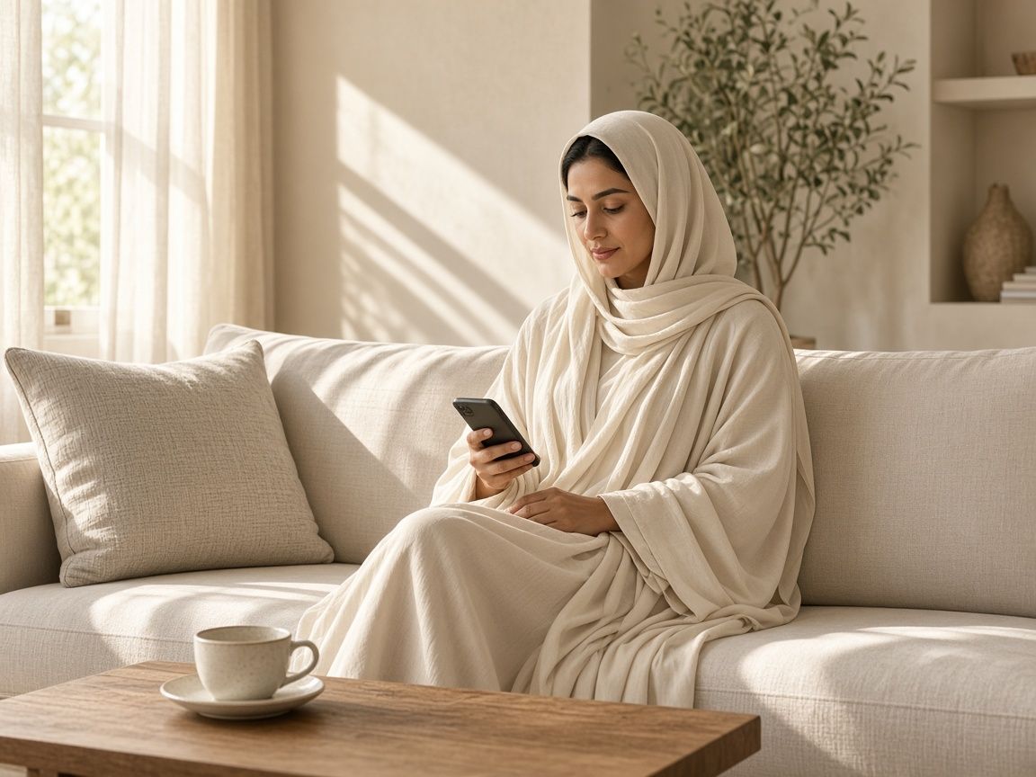 Shopper reviewing a phone in soft daylight